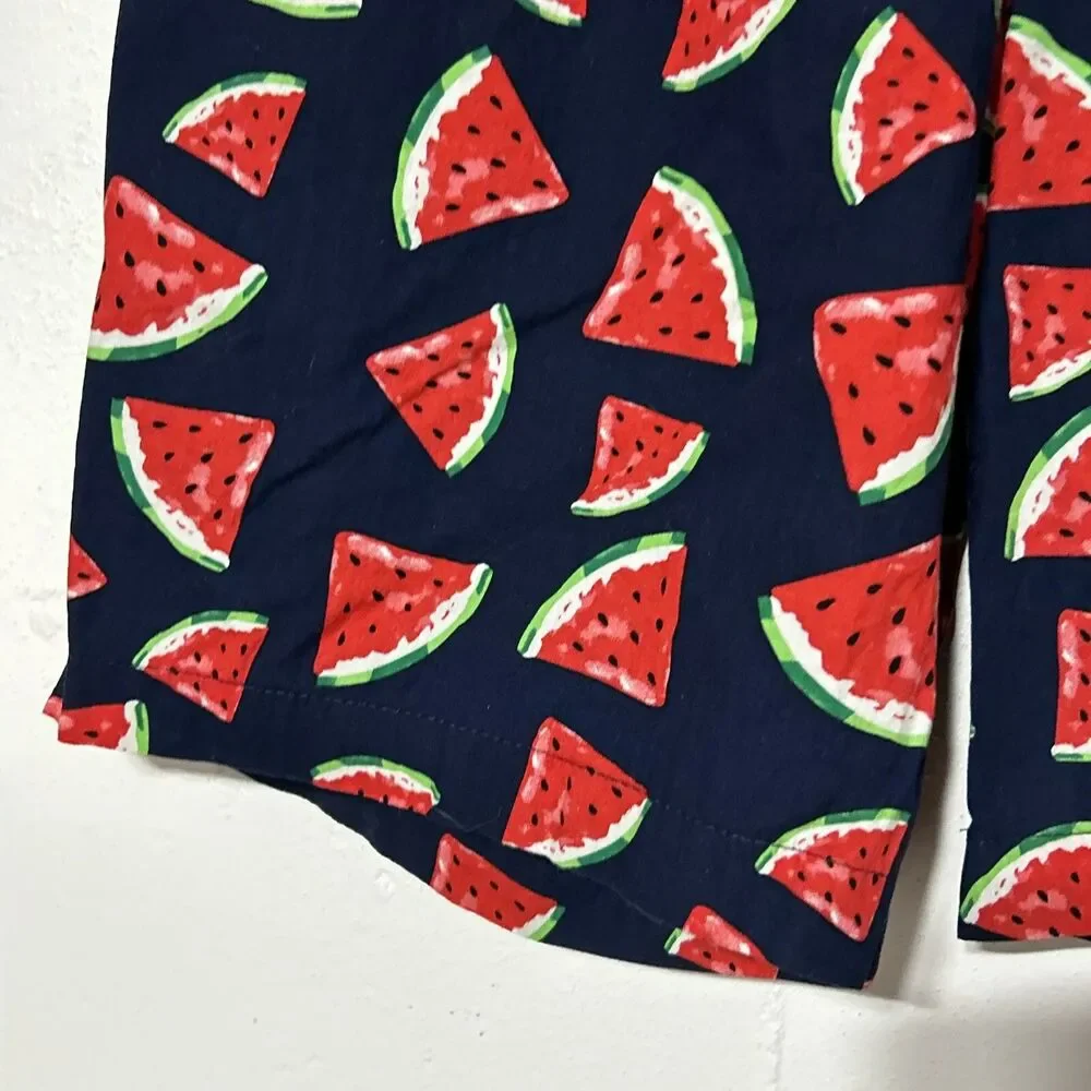 Jogal Watermelon Mens Shorts Sz Medium Navy Blue Red Drawstring Elastic Hawaiian